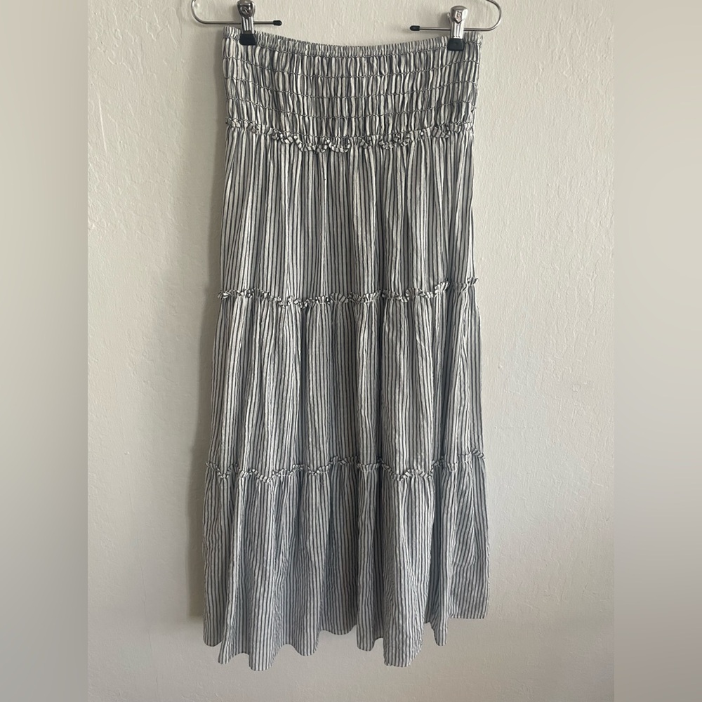 Max Studio striped tiered maxi skirt